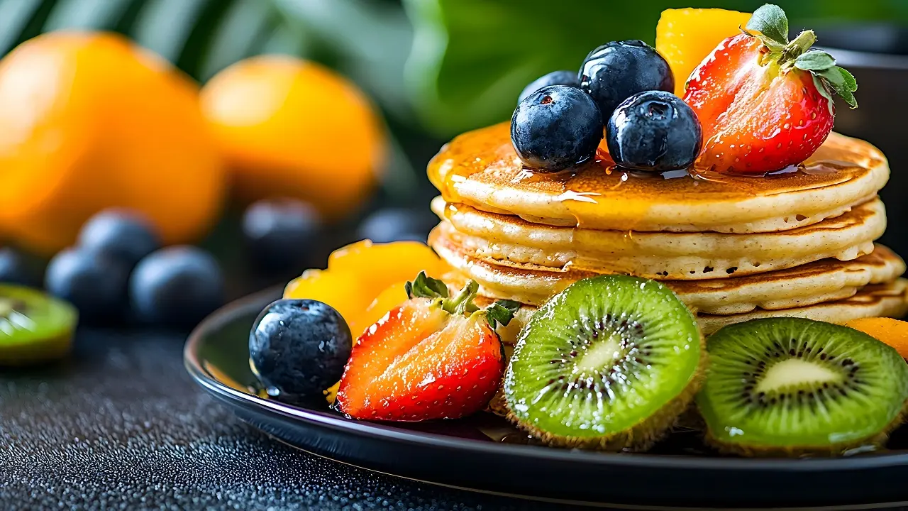 Panquecas ricas em proteína com queijo cottage e aveia, perfeitas para um café da manhã saudável e nutritivo.